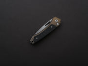 lionSTEEL - Folding Knife - Button Lock - Twain - MagnaCut - 80mm - Bronze Titanium Handle w/ Carbon Fiber Inlay