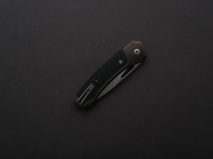 lionSTEEL - Folding Knife - Button Lock - Twain - MagnaCut - 80mm - Bronze Titanium Handle w/ Carbon Fiber Inlay