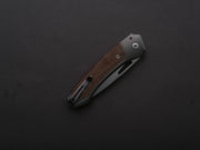lionSTEEL - Folding Knife - Button Lock - Twain - MagnaCut - 80mm - Titanium Handle w/ Natural Canvas Inlay