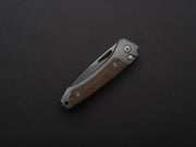 lionSTEEL - Folding Knife - Button Lock - Twain - MagnaCut - 80mm - Titanium Handle w/ Natural Canvas Inlay