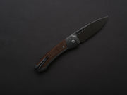 lionSTEEL - Folding Knife - Button Lock - Twain - MagnaCut - 80mm - Titanium Handle w/ Natural Canvas Inlay