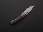 lionSTEEL - Folding Knife - Button Lock - Twain - MagnaCut - 80mm - Titanium Handle w/ Natural Canvas Inlay
