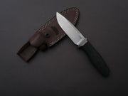 LionSTEEL - FIXED - Acha - M390 - Satin - 107mm - Black Burlap - Leather Sheath