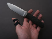 LionSTEEL - FIXED - Acha - M390 - Satin - 107mm - Black Burlap - Leather Sheath