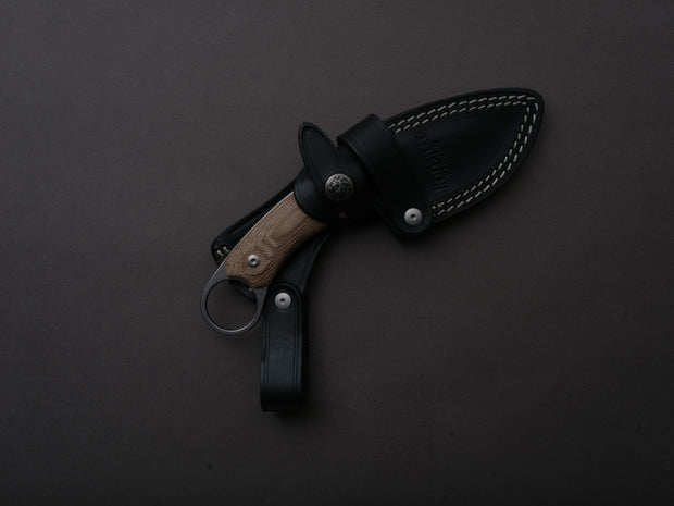 lionSTEEL - Fixed Blade - H2 - M390 - 75mm - Natural Micarda - Kydex Sheath