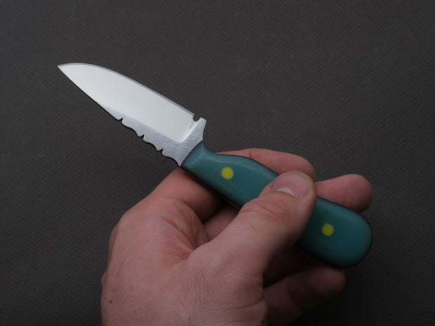 **Jordan Kepler - Fixed Blade - Small Ridge Runner - 80CrV2 - Satin - 2.75" - Turquoise Micarta Handle