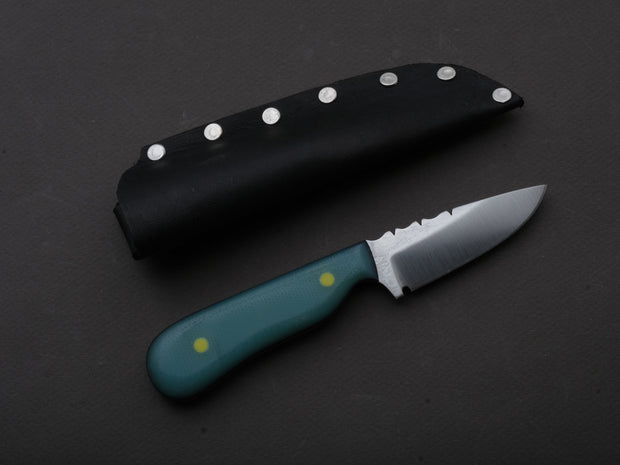 **Jordan Kepler - Fixed Blade - Small Ridge Runner - 80CrV2 - Satin - 2.75" - Turquoise Micarta Handle
