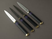 Florentine Kitchen Knives - Steak/Table Knives - Black and Purple Handle w/ Brass - Set of 4