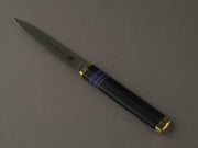 Florentine Kitchen Knives - Steak/Table Knives - Black and Purple Handle w/ Brass - Set of 4
