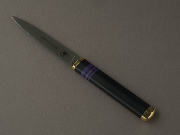 Florentine Kitchen Knives - Steak/Table Knives - Black and Purple Handle w/ Brass - Set of 4