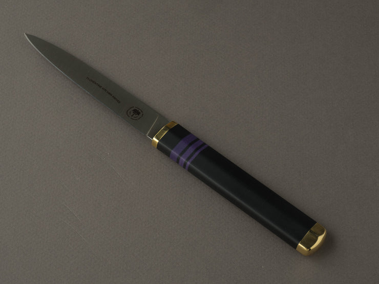 Florentine Kitchen Knives - Steak/Table Knives - Black and Purple Handle w/ Brass - Set of 4