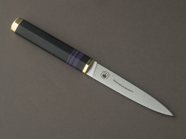 Florentine Kitchen Knives - Steak/Table Knives - Black and Purple Handle w/ Brass - Set of 4