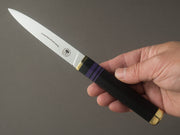 Florentine Kitchen Knives - Steak/Table Knives - Black and Purple Handle w/ Brass - Set of 4