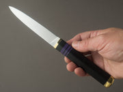 Florentine Kitchen Knives - Steak/Table Knives - Black and Purple Handle w/ Brass - Set of 4