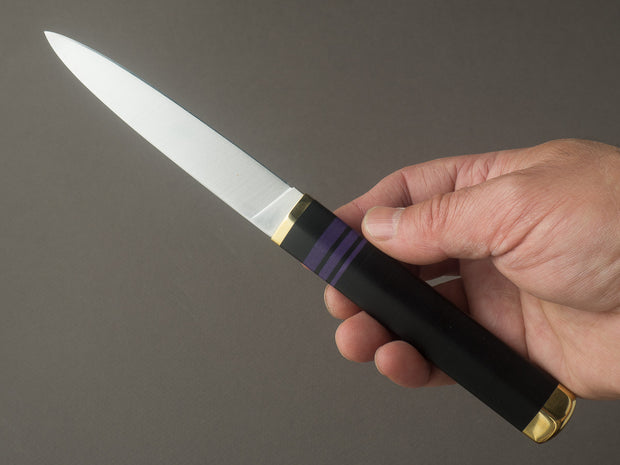 Florentine Kitchen Knives - Steak/Table Knives - Black and Purple Handle w/ Brass - Set of 4