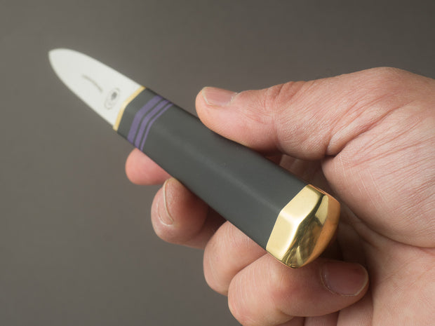 Florentine Kitchen Knives - Steak/Table Knives - Black and Purple Handle w/ Brass - Set of 4