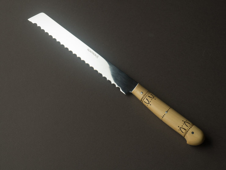 Nontron - Stainless - 7.5" Bread Knife - Boxwood Handle - Mirror Polished