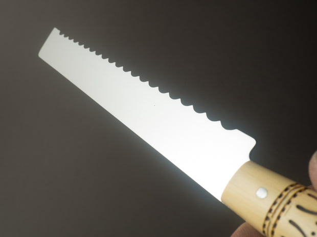 Nontron - Stainless - 7.5" Bread Knife - Boxwood Handle - Mirror Polished