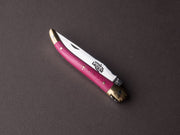 Forge de Laguiole - 90mm Folding Knife - Spring Lock - Pink Micarta & Brass Handle