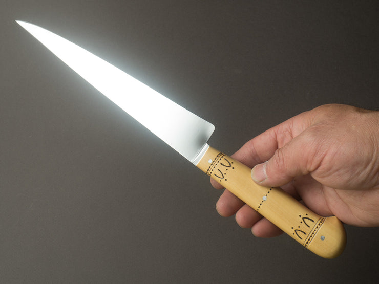 Nontron - Stainless - 8" Slicing Knife - Boxwood Handle - Mirror Polished