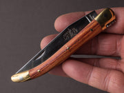Forge de Laguiole - 90mm Folding Knife - Spring Lock - Rosewood & Brass Handle