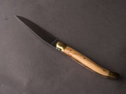 Forge De Laguiole - 11cm Folding Knife - Spring System - Olive Wood Handle and Brass Bolsters