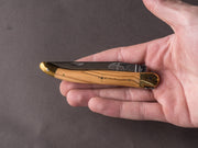 Forge De Laguiole - 11cm Folding Knife - Spring System - Olive Wood Handle and Brass Bolsters