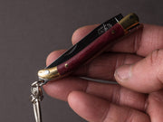 Forge de Laguiole - 70mm Folding Knife - Spring Lock - Burgundy Micarta & Brass Handle - Keychain Ring