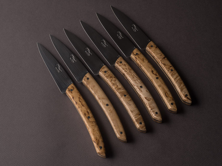 BJB - Thiers Champagne - Steak/Table Knives - Set of 6 - Norwegian Birch Wood