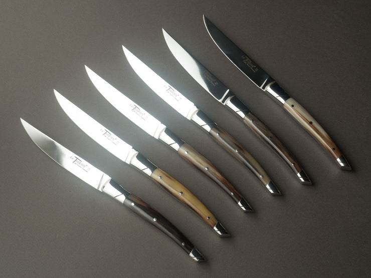 Goyon Chazeau - Le Thiers - Steak/Table Knives - Aubrac Horn Handles - Set of 6