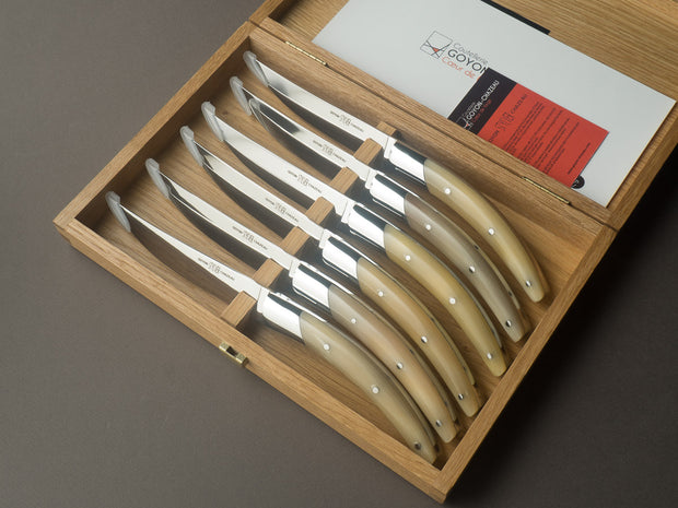 Goyon-Chazeau - Styl'ver - Steak/Table Knives - Blond Horn Handle - Set of 6