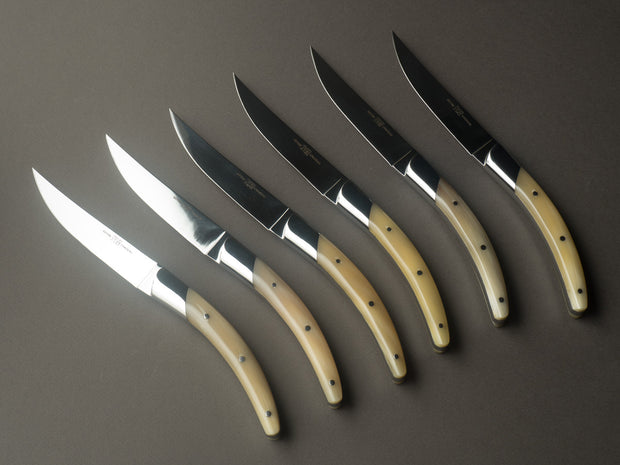 Goyon-Chazeau - Styl'ver - Steak/Table Knives - Blond Horn Handle - Set of 6