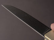Ryusen - SK07 - Single Bevel Folding Knife - Coreless Damascus - Champagne Gold Handle w/ Red Stitch Leather Case