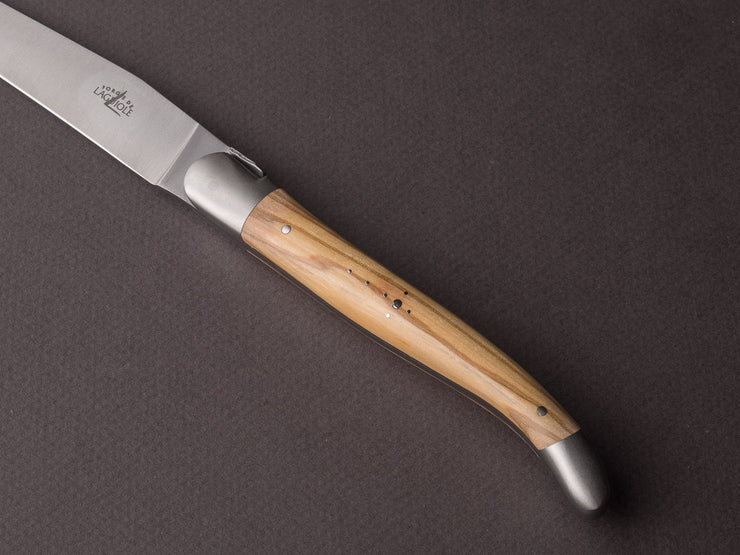 Forge de Laguiole 2 Piece Steak Knife Set Oak Barrel Wood Handle Shiny  Finish