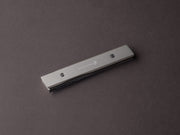 Ryusen - SK07 - Single Bevel Folding Knife - Coreless Damascus - Noble Silver Handle w/ Blue Stitch Leather Case