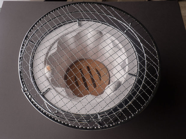 Komon - Kameshima Seitojo - Mikawayaki Shichirin Juju (Binchotan Grill) w/ Stand & BBQ Net Stopper - White