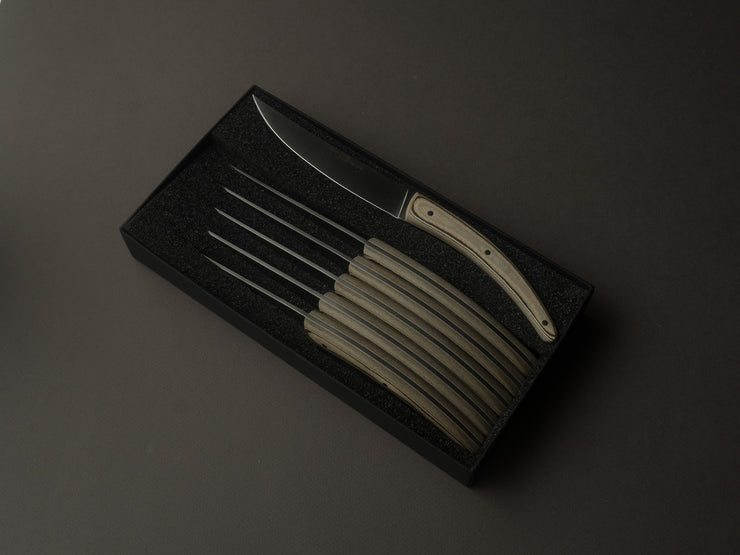 Goyon-Chazeau - Styl'ver - Steak/Table Knives - Grey Paperstone Handle - Set of 6