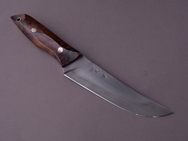 Nigara Hamono - Custom - Blue #2 Abura Honyaki - 180mm Fixed Blade Outdoor Knife - Custom Ironwood Handle - Kydex Sheath