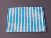 Fog Linen - Linen Kitchen Cloth - "Francis" Cyan + White Stripe