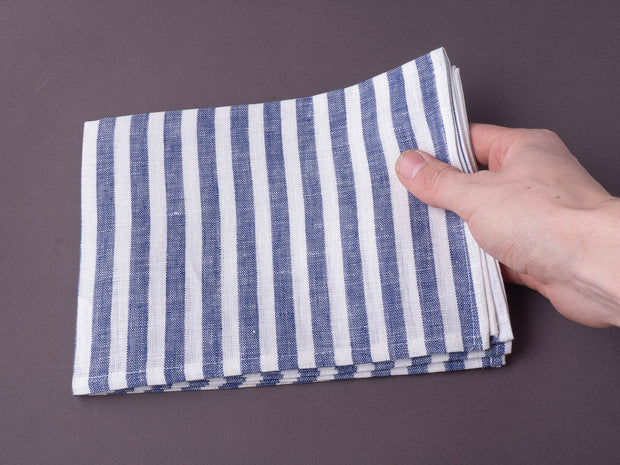 Fog Linen - Linen Kitchen Cloth - Blue + White Stripe