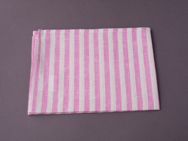 Fog Linen - Linen Kitchen Cloth - "Michele" Pink + White Stripe
