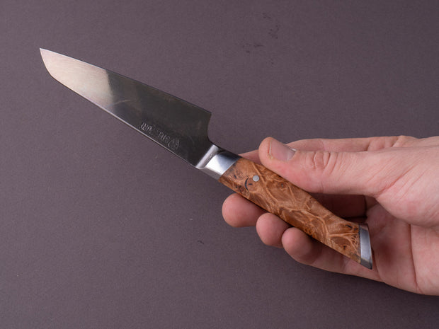 STEELPORT Knife Co. - 52100 Differentially Hardened - 4" Paring Knife - Integral Bolster Maple Burl Handle