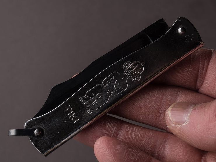 Cognet - Douk Douk Tiki - Folding Knife - Spring Lock - Black Blade Chrome Handle