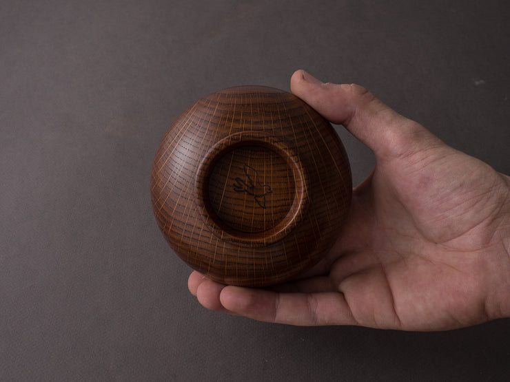 Komon - Yamanaka Shikki - Pedestal Bowl - Medium - Oak - Brown Lacquer
