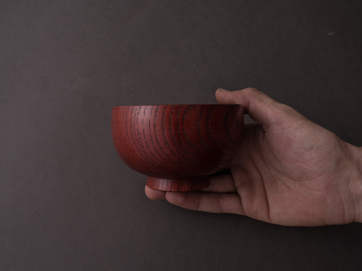 Komon - Yamanaka Shikki - Pedestal Bowl - Medium - Oak - Red Lacquer