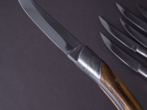 Goyon-Chazeau - Origines - Steak/Table Knives - Pistachio Wood Handle - Rustic Bolster - Set of 6