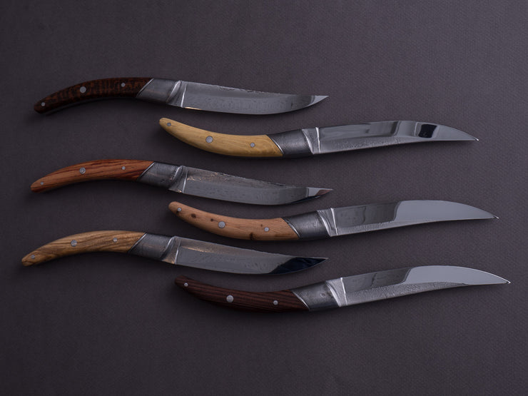 Goyon-Chazeau - Styl'ver - Steak/Table Knives - Mixed Wood Handle - Rustic Bolster - Set of 6