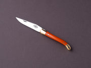 Forge de Laguiole - 70mm Folding Knife - Spring Lock - Orange Micarta & Brass Handle
