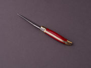 Forge de Laguiole - 70mm Folding Knife - Spring Lock - Red Micarta & Brass Handle