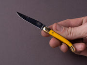 Forge de Laguiole - 70mm Folding Knife - Spring Lock - Yellow Micarta & Brass Handle
